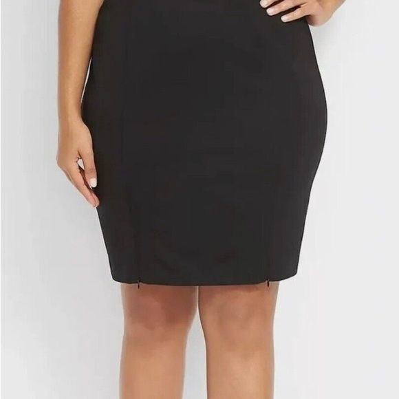 Lane Bryant Pencil Skirt Plus Size 18 Zipper slits Ponte  Career elastic waist - Picture 2 of 2